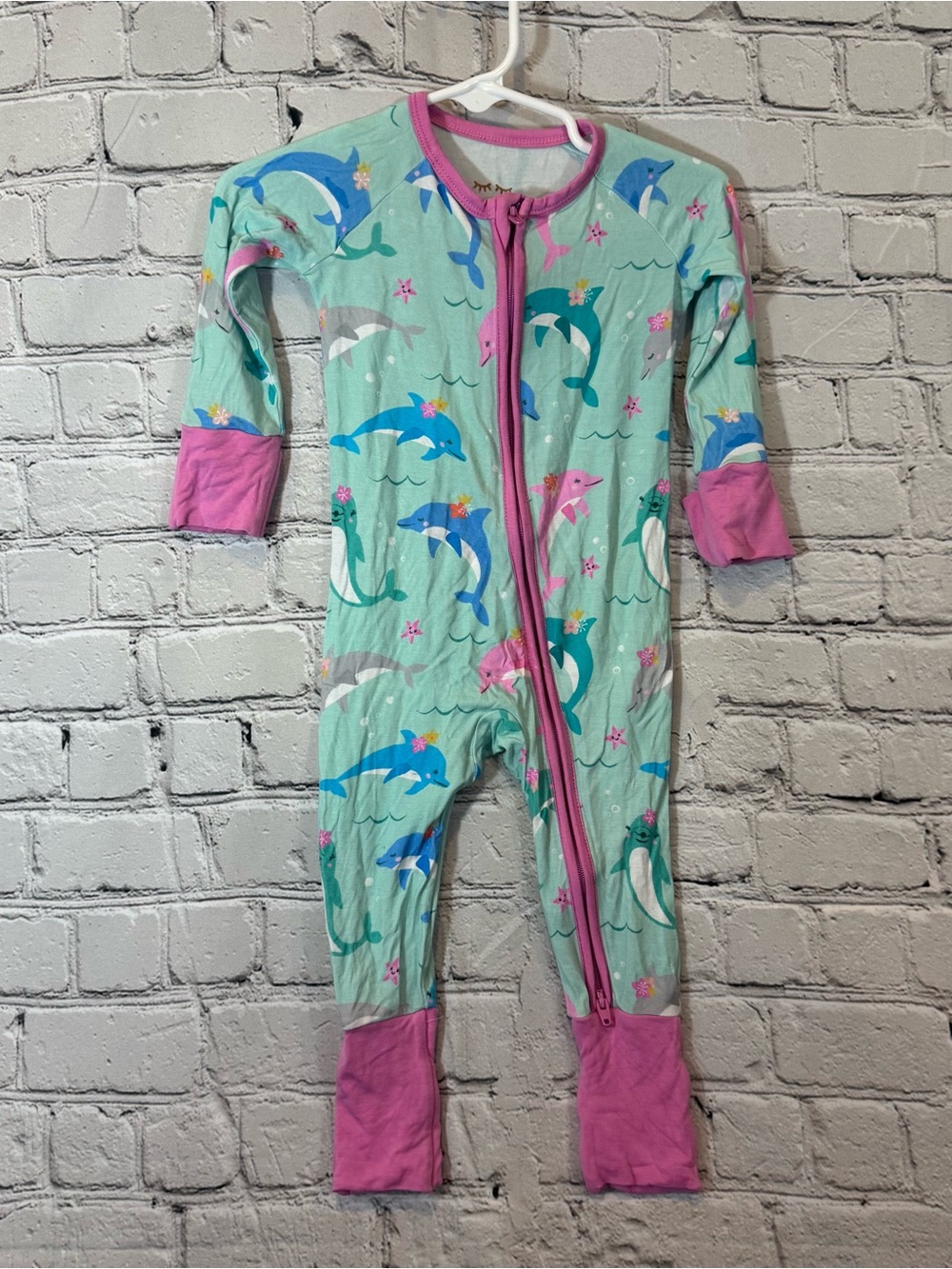 Little Sleepies Dolphin Pattern Bamboo Zippie Romper